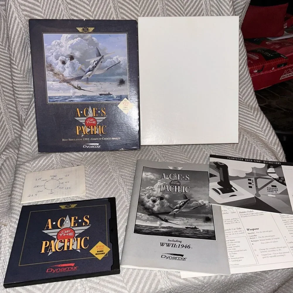 Aces of the Pacific, 1992, Big Box Video Game Flight Aviation Dynamix Disc A1‎